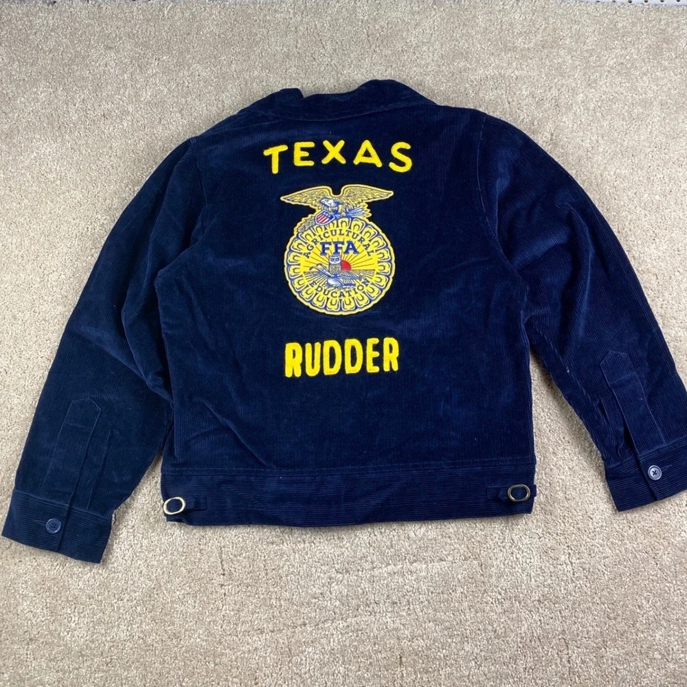 Vintage FFA Texas Rudder Corduroy Jacket Navy Blue Men's Size 36 Hunter McSmith
